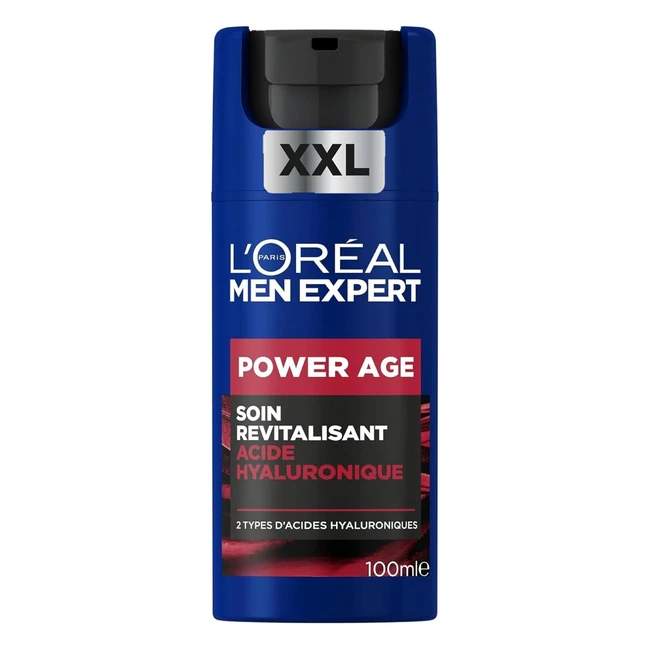 L'Oréal Men Expert - Soin Visage Revitalisant Anti-Âge - Acide Hyaluronique - Tous Types de Peaux - Power Age XXL 100ml
