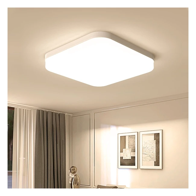 Plafonnier LED Carré Luminaire Plafond 36W 3000K Moderne - Salle de Bain Salon Cuisine Chambre