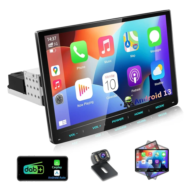 Autoradio Urvolax Android 13 1 Din Carplay Wireless Auto 10.1'' Bluetooth GPS DAB 8 Core