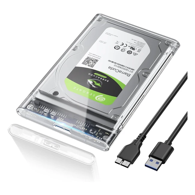 Caja Disco Duro 25 USB 3.0 - Posugear - Alta Velocidad - Transparente