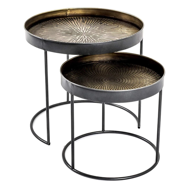 Ensemble de 2 tables d'appoint en métal noir/cuivre - Haku - Réf. 12345 - Design moderne