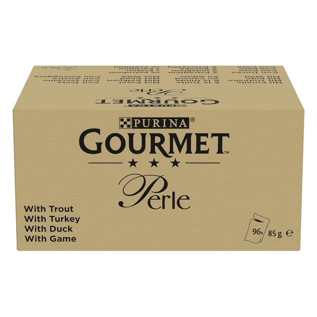 Purina Gourmet Perle Exquisite Stripes Katzenfutter Nasssorten Mix 96er Pack 96 x 85 g - Hochwertiges Nassfutter in Sauce