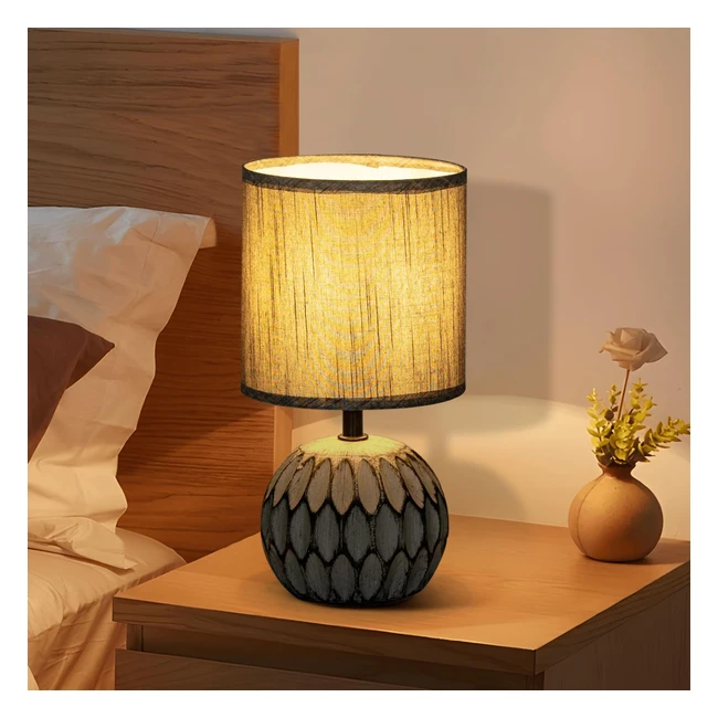 Lampe de Table Aigostar Moderne Vintage - Base en Céramique - Abat-jour Tissu - Écologique