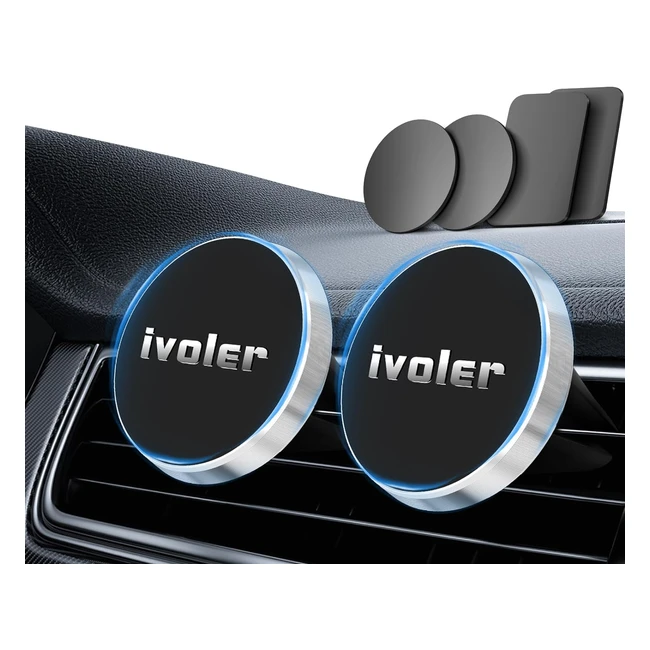 iVoler 2 Pack Soporte Móvil Coche Imán 360° Rotación Smartphone GPS Plata