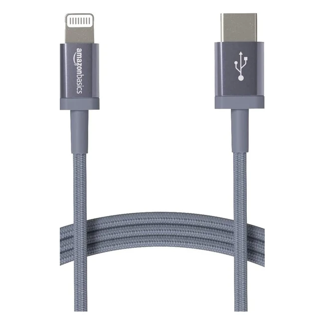Amazon Basics Nylon Braided Lightning to USB-C Kabel MFICertified Ladekabel für iPhone 12/12 Pro/12 Pro Max/11/11 Pro/11 Pro Max/X/XS/XR/XS Max/8/8 Plus Dunkelgrau 1,8 m
