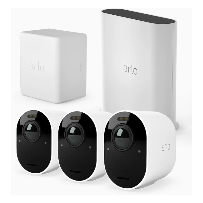 Arlo Ultra2 Außenüberwachungskamera 4K HDR 3er Set + Gratis Batterie - Weiß