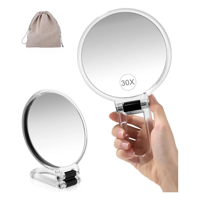 Specchio ingranditore 30x Leazzle portatile per viaggio con supporto regolabile a 360 gradi