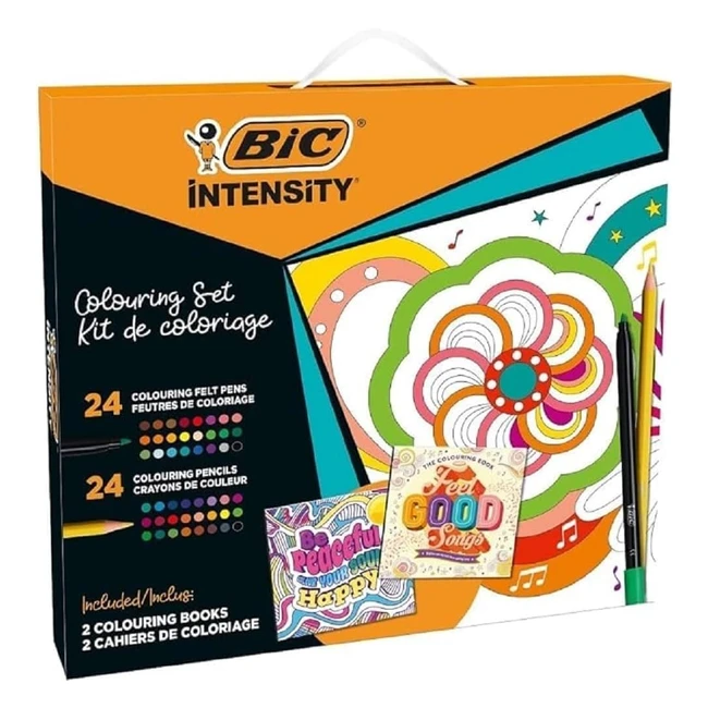 Set cancelleria BIC Intensity24: 24 pennarelli colorati + 2 libri da colorare