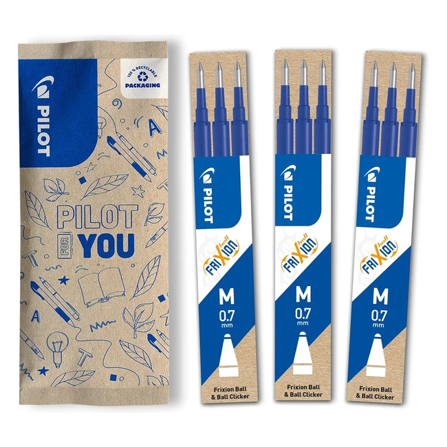 Pilot Frixion Gel Rollerball Pen Refills 07mm Pack of 9 Blue - Erasable Ink - Nachfüllbar - #Umweltschutz