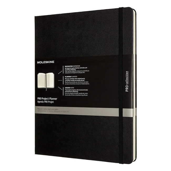 Moleskine Planificateur Professionnel et Carnet de Notes Objectifs Journal Productivit Projets Gestion Couverture Rigide 19 x 25 cm Noir