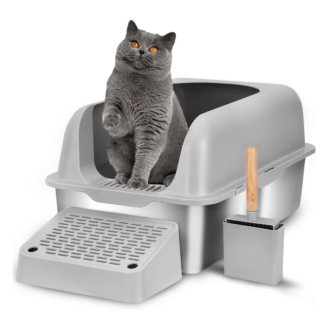 Lettiera XXL in acciaio inox per gatti di grossa taglia - Antiaderente e facile da pulire