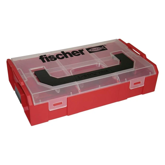 fischer Fixtainer Sortierbox für Kleinteile Universal-Aufbewahrungsbox für Dübel Schrauben und Muttern Stapelbare Werkzeugbox mit Tragegriff und Klicksystem Rot