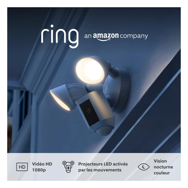 Ring Floodlight Cam Wired Plus HD 1080p LED Sirene Alexa - Essai Gratuit 30 Jours