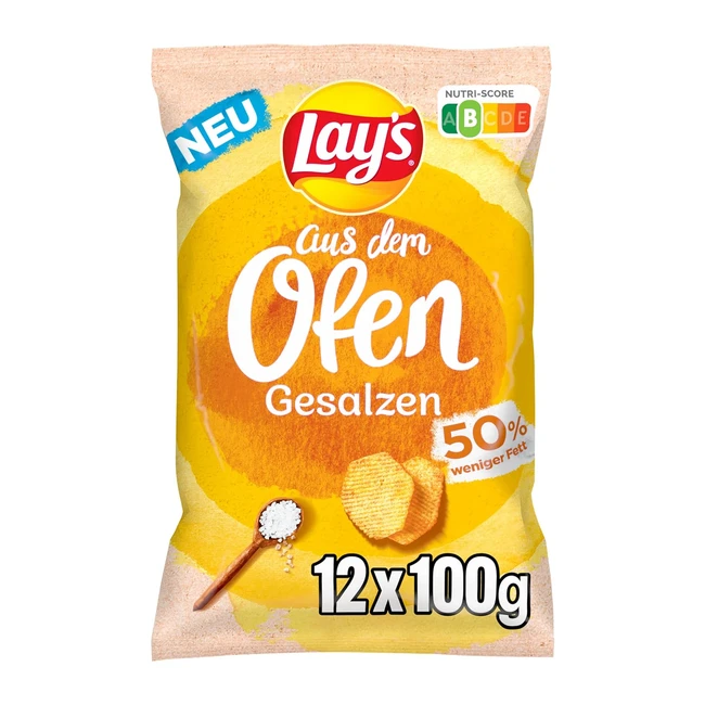 Lays Salted Ofen Chips knusprige Kartoffelchips für erfolgreiche Party mit Nutri-Score B 12 x 100g