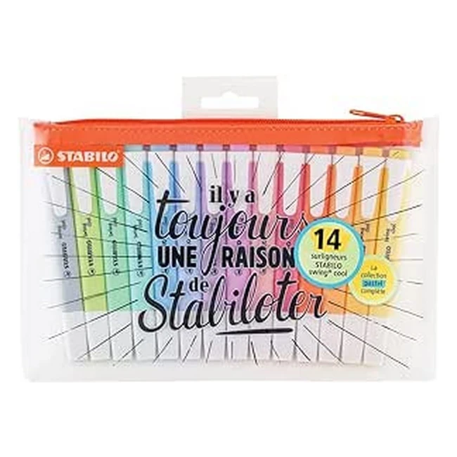 Stabilo Swing Cool Pastel Highlighter Set 14er Pack - 14 Farben - Antidryout-Technologie