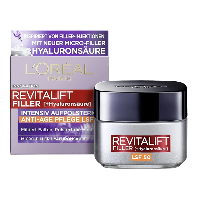 L'Oréal Paris Revitalift Filler Tagescreme SPF 50 - Anti-Aging Hyaluronsäure Pflege