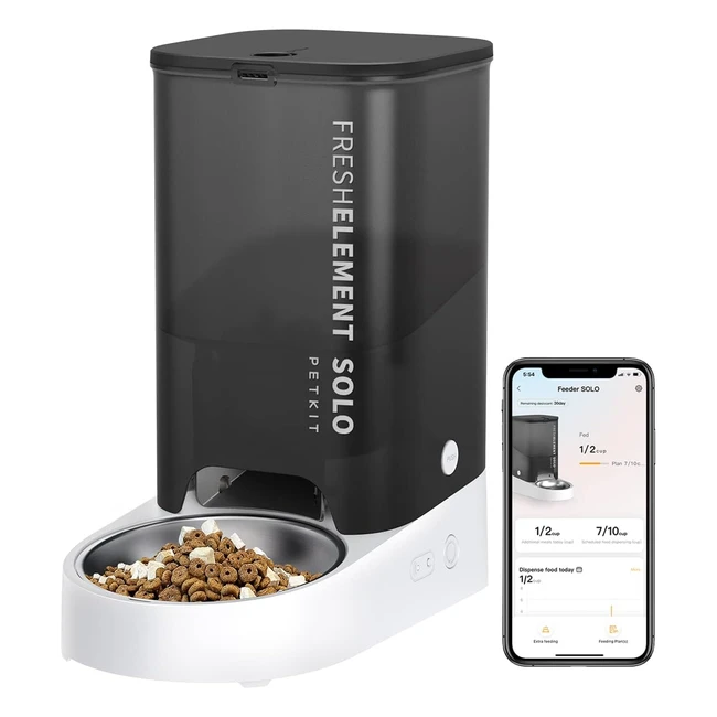 Petkit Automatischer Futterautomat 3 l für Katzen und Hunde 110 Mahlzeiten/Tag für 115 Tage Edelstahlschüssel Frischhaltetechnologie