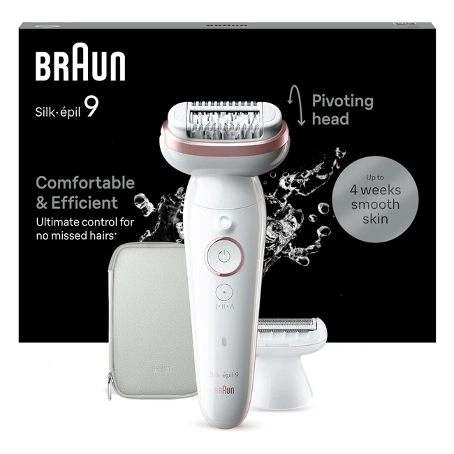 Braun Silk-épil 9 - Épilateur avec tête pivotante, étanche, peau douce, longue durée - 9030 Blanc/Rose