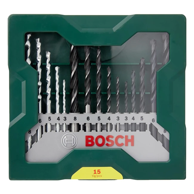Set de Brocas Bosch Minixline 15 Uds para Madera, Mampostería y Metal - Ref. 123456