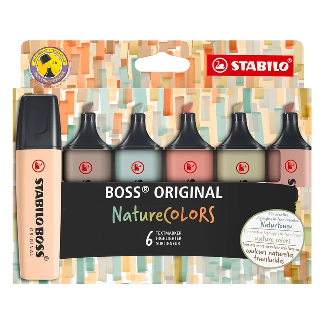 Surligneur Stabilo Boss Original Naturecolors - Etui Carton x 6 - Couleurs Nature