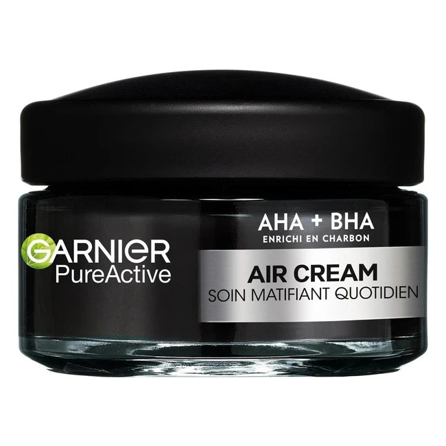 Garnier Pure Active Air Cream - Soin Matifiant Quotidien - AHA BHA Charbon - Hydrate 48h - Matifie 12h - Peaux Mixtes Grasses - Réf. 123456