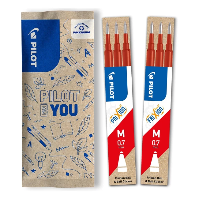 Pilot Frixion Gel Rollerball Pen Refills 07mm Pack of 6 Red - Erasable Ink - Nachfüllung - Kugelschreiber - Umweltfreundlich