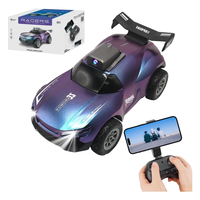 Coche teledirigido Obest con cámaras giratorias HD - Coches de juguete wifi 24GHz - Karts inteligentes controlables - Música e iluminación