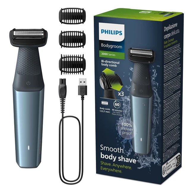 Philips Bodygroom Series 3000 BG302703 - Showerproof Groin and Body Trimmer - Close & Comfortable Shave - 60 Min Runtime