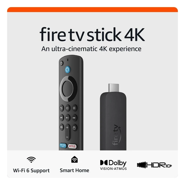 Amazon Fire TV Stick 4K Streaming Device - Dolby Vision, WiFi 6, HDR10