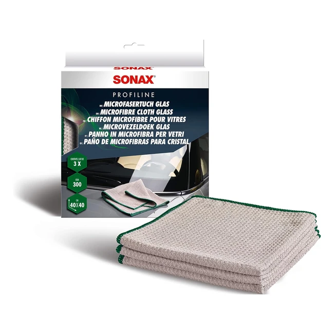 Sonax Mikrofaser Tuch Glas 3er Pack - Absorbierend & Fusselfrei für Streifenfreie Sauberkeit - Nr. 04515410