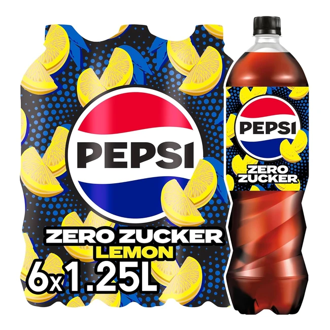 Pepsi Zero Sugar Lemon - Erfrischendes, koffeinhaltiges Cola mit Zitronengeschmack, ohne Kalorien, in der Flasche - 6 x 125 l