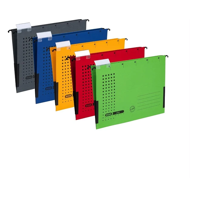 elba 5 x chic A4 Hängemappen Karton mit Leinenfröschen 5 Farben - Organisieren Sie Ihre Dokumente!