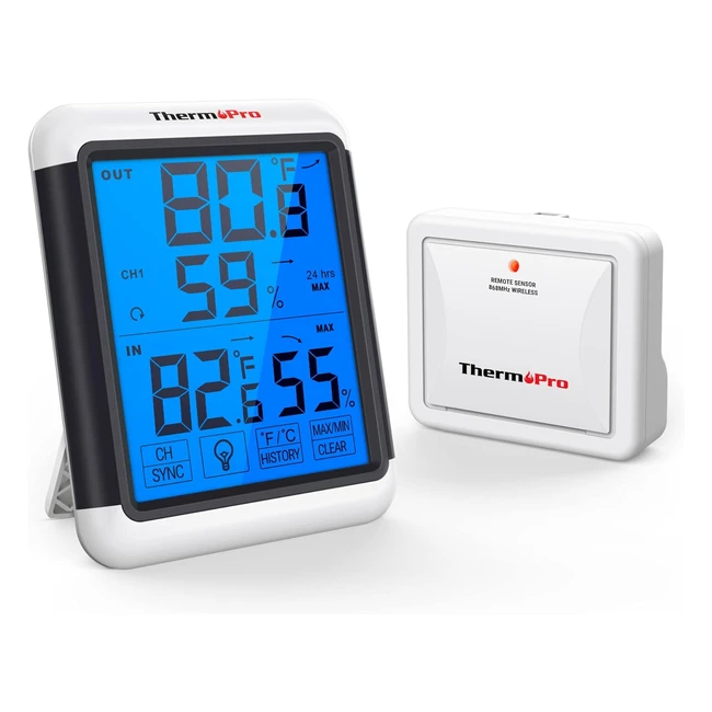 Termómetro Higrómetro Digital TP65 Thermopro - Interior/Exterior - Pantalla Táctil - Retroiluminación