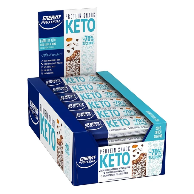 Enervit Protein Snack Keto Coco Choco Almond - Astuccio 30 Barrette - Proteine di Soia e Pisello - Keto Diet