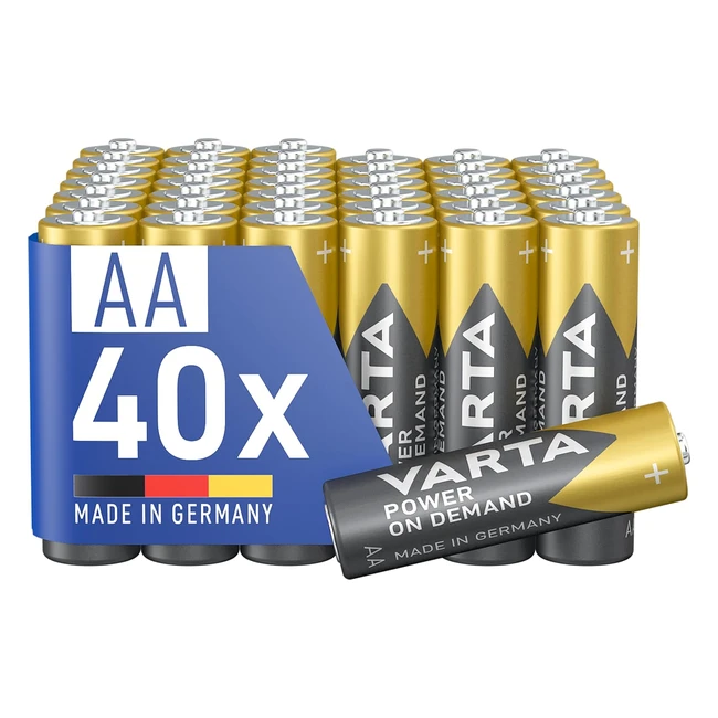 Varta Pile AA Confezione 40 Power On Demand Alcaline 1.5V - Made in Germany