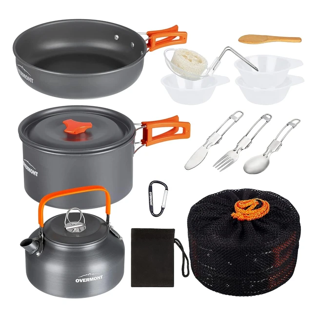 Kit de utensilios cocina camping Overmont 14pcs - Resistente al desgaste y alta temperatura