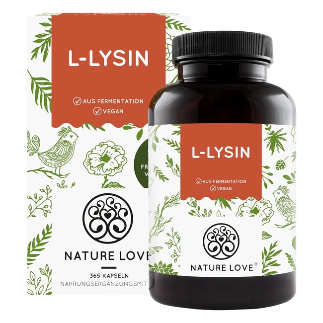 Lysin 365 vegane Kapseln 1000 mg Tagesdosis pflanzliche Fermentation 6 Monate Labor getestet