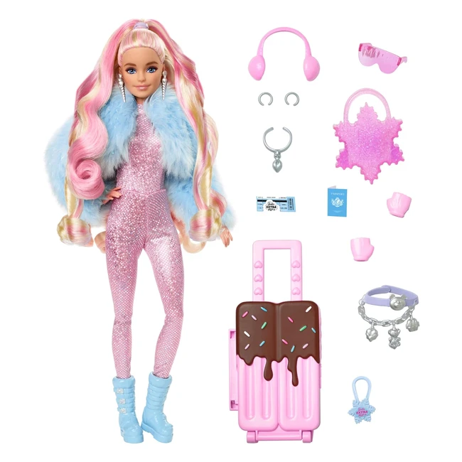 Barbie Extra Fly HPB16 - Muñeca de viajes con conjunto invernal - Mattel