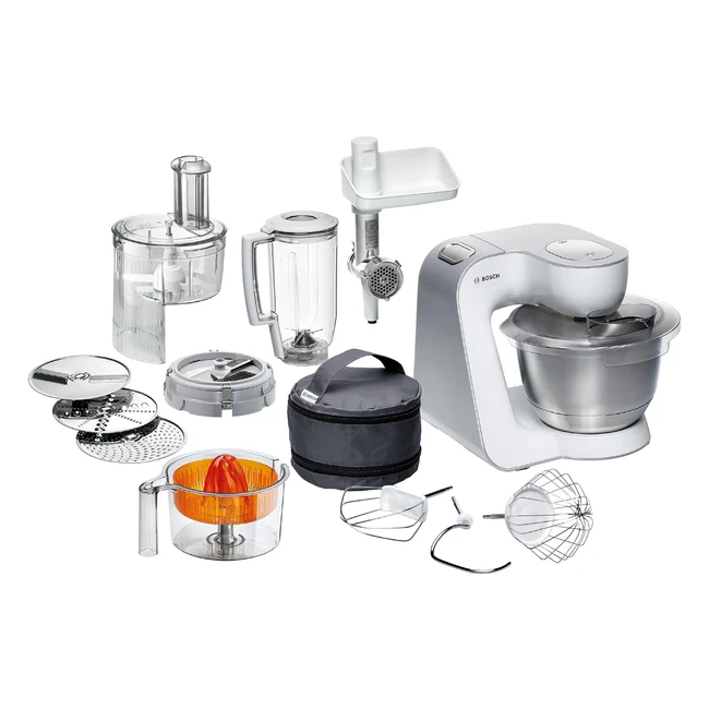 Bosch MUM 54251 Silver White 390L Multifunktionaler Küchenmaschine mit starker Motor & Patisserieset