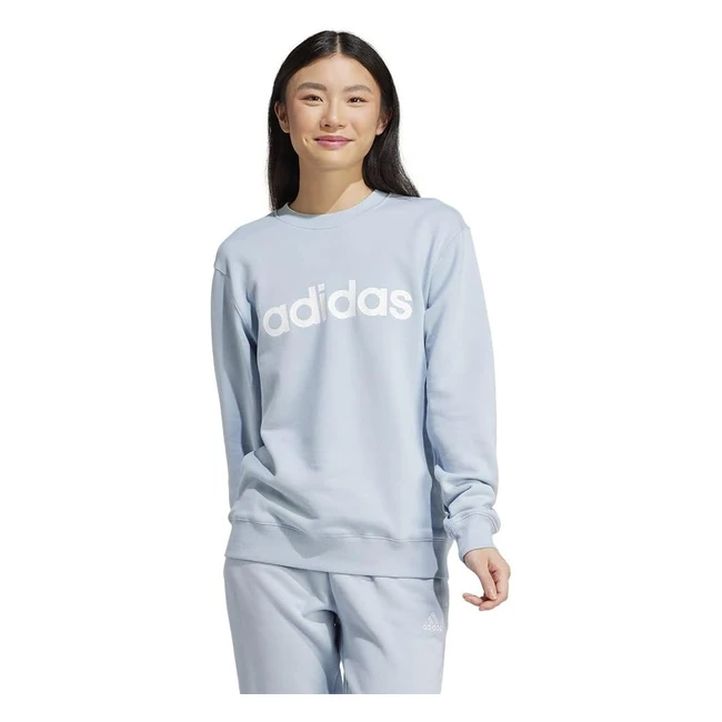 Adidas Essentials Linear French Terry Sweatshirt - Maglia di tuta donna - Wonder Blue/White - Taglia L - Spedizione gratuita