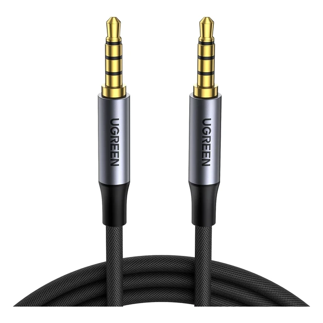 UGREEN Aux Kabel 3,5 mm Klinke auf 3,5 mm Klinke 4-polig mit Mikrofon für Headset CTIA Handy Autoradio MP3 Player Lautsprecher PS4 Xbox One 1m