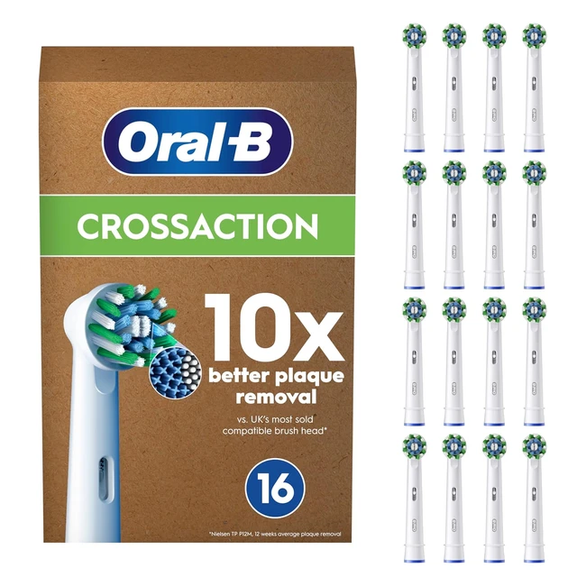 OralB Pro Cross Action Electric Toothbrush Head XShape 16 Pack - Deeper Plaque R