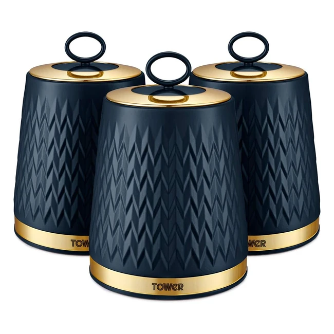 Empire Kitchen Storage Canisters Set of 3 Midnight Blue - Tower T826091MNB