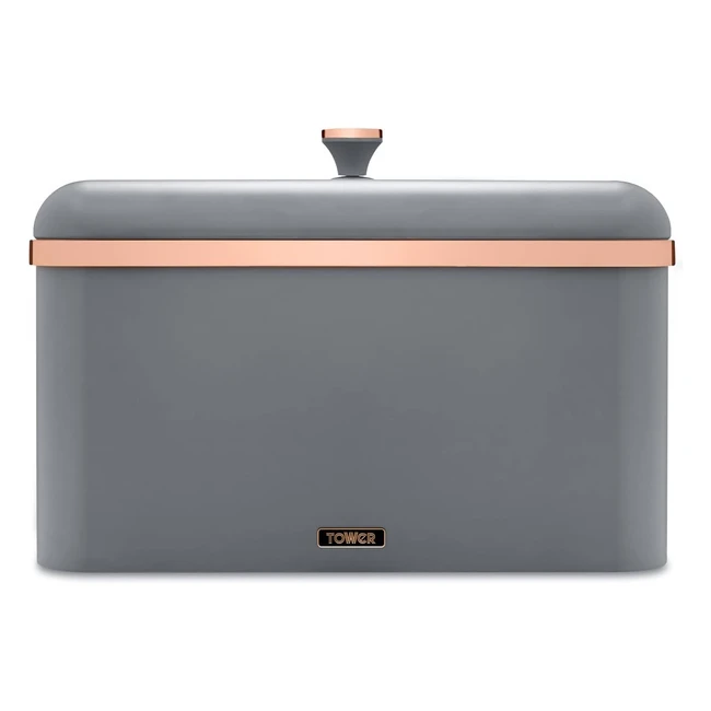 Tower T826130GRY Cavaletto Bread Bin Large Capacity Durable Steel GreyRose Gold