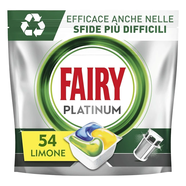 Fairy Platinum Detersivo Pastiglie Lavastoviglie 54 Capsule Limone - Efficace e 