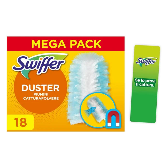 Swiffer Duster Ricambi 18 Pezzi - Cattura e Intrappola Polvere - Ref. 1234 - Morbide Fibre Flessibili