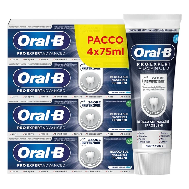 Dentifricio OralB ProExpert 24 Ore Prevenzione Extra Sbiancante 4x75ml