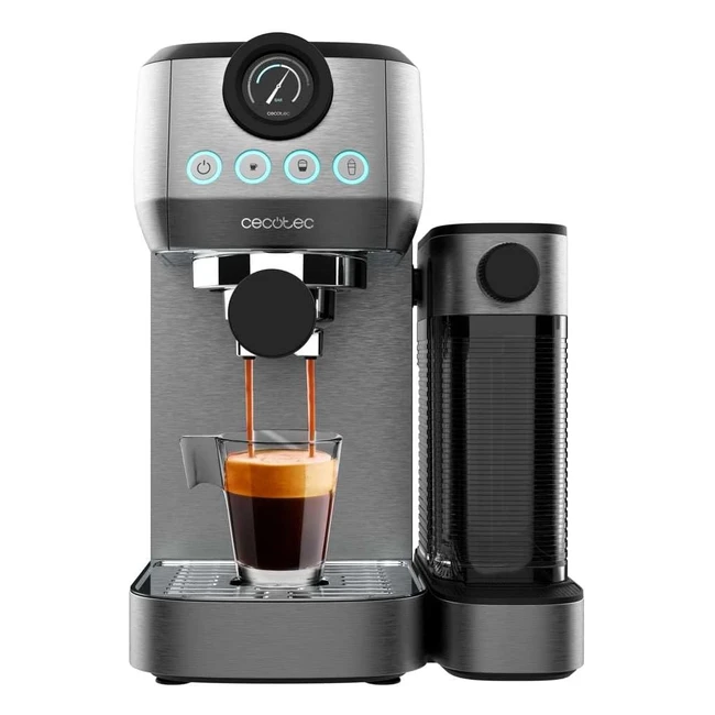 Macchina Caffè Cecotec Power Espresso 20 Steel Pro Latte 1350W Thermoblock ForceAroma 20 Bar