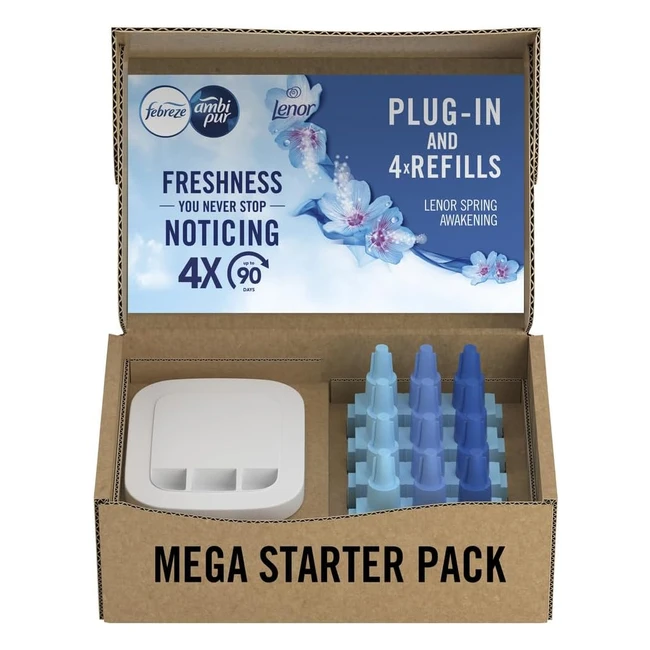 Febreze 3volution Plug In Air Freshener Starter Kit - 4 Refills - Odour Eliminat