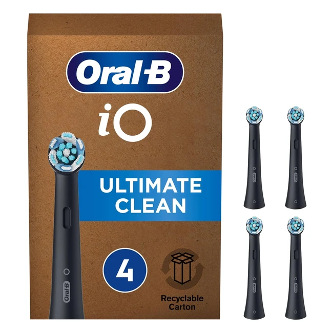 OralB IO Ultimate Clean Embout Brossettes de Rechange Pack de 4 - Format Spécial - Noir